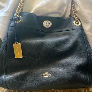 Coach  Turnlock Edie in Pebble Leather Shoulder Bag